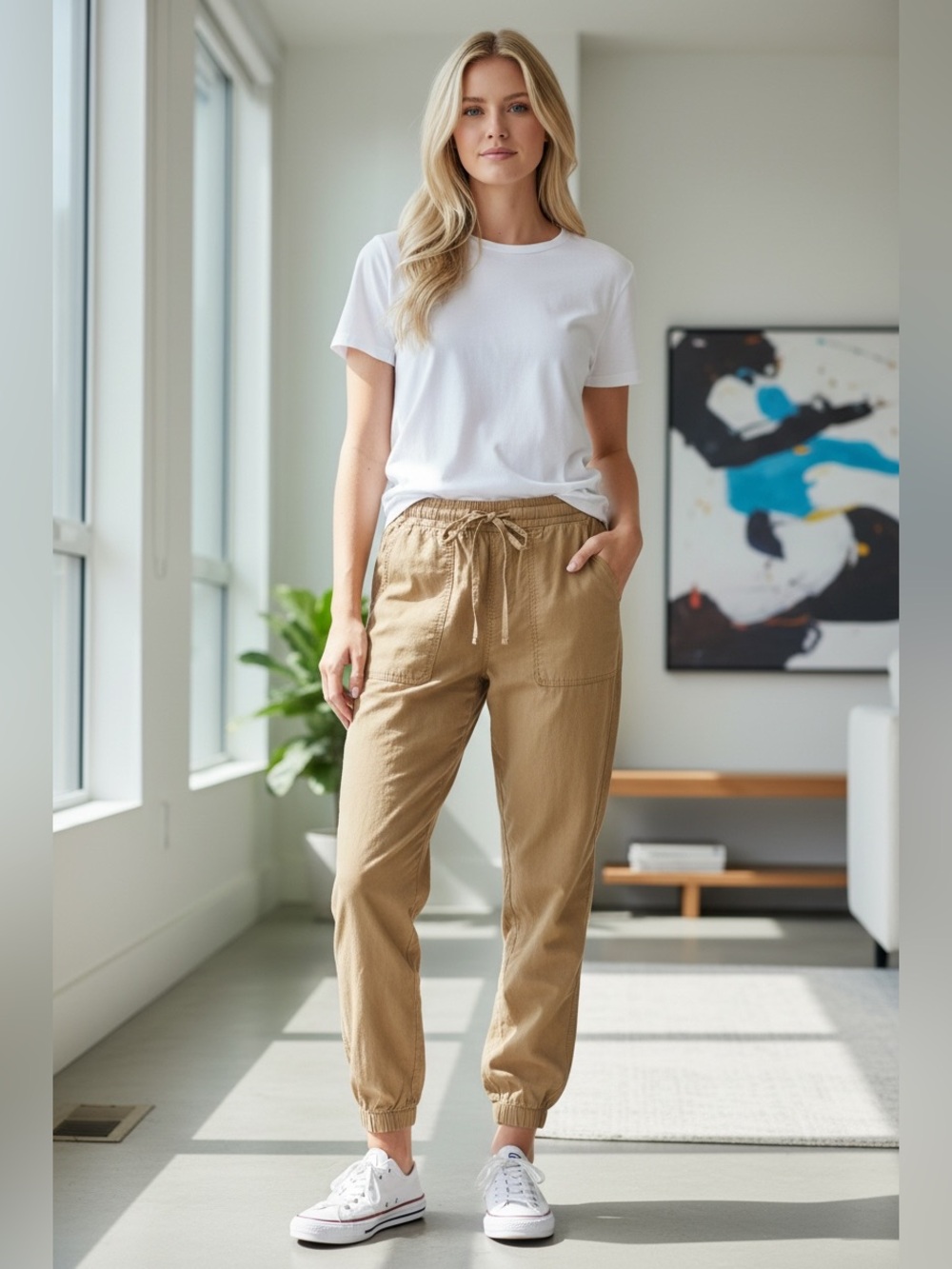 Sanctuary Women's Tan Brown Drawstring Joggers
